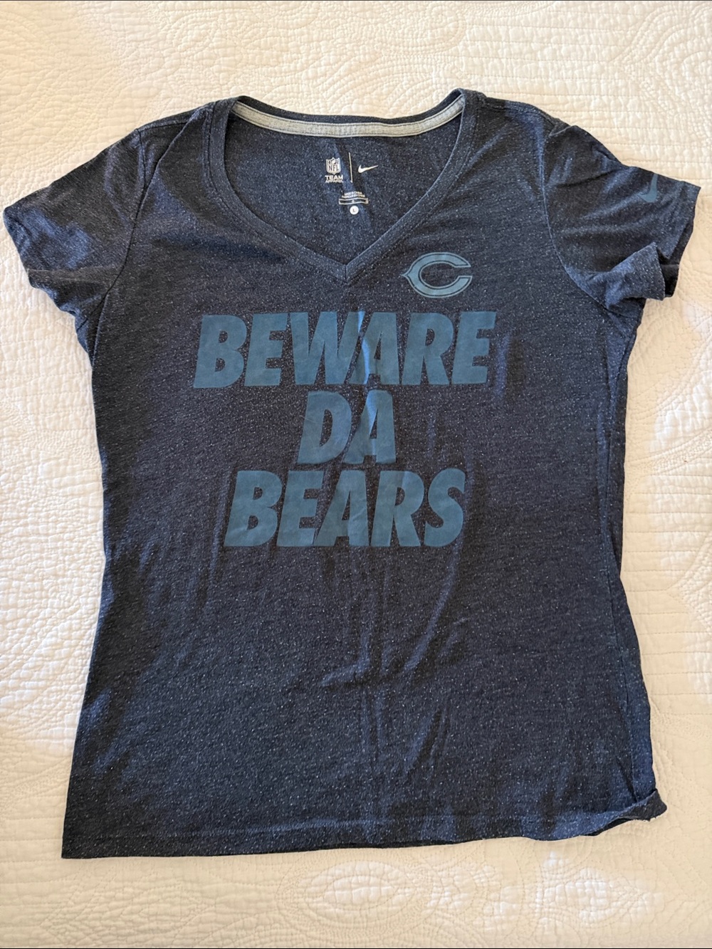 Nike Navy Chicago Bears 'Beware Da Bears' V-Neck Tee